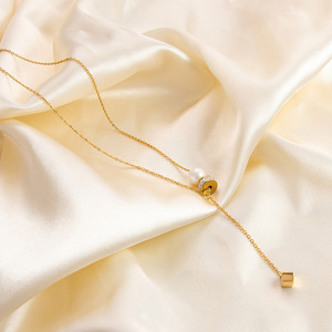 Collar con colgante de corazón chapado en oro de 18 quilates de acero inoxidable con perla simulada para mujer, joyería de regalo - Product Image 2