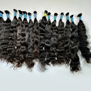 RVHHE A53 Natural Indian Baby Curly Remy <b>Hair</b> Double Drawn <b>Hair</b> <b>Weaving</b> Tape 100g 34 Inches Bulk Temple <b>Hair</b> Dyed Black Style - Product Image 1