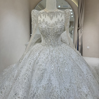 Jancember DW0083 robe de mariée royale moderne de luxe avec nœud perlé pour femme avec train chapelle et cristal et appliques en dentelle