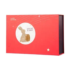Изготовленная на заказ красная подарочная коробка с рисунком кролика с подкладкой стеклянная бутылка картонный контейнер причудливая Подарочная коробка на Рождество новый год