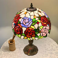 Lampe de chevet en verre artisanal empilé style vitrail, éclairage d'angle de lecture vintage à LED pour bureau et table
