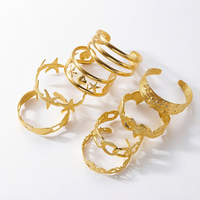 Ensemble de bracelets manchette en coquillage véritable, bracelet jonc doré étoile de mer, bijoux au design vague ouverte, vente en gros, bracelet personnalisé pour femmes