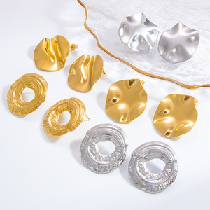 Fashion <b>Stud</b> Earrings Geometric Shape Electroplated 18K Gold <b>Titanium</b> Steel For Women Accessories - Product Image 1