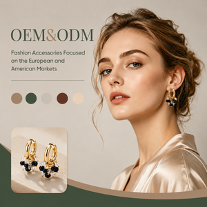 Venta al por mayor de aretes tipo huggie con borlas personalizadas, chapados en oro, con cuentas de cristal de obsidiana, joyería hipoalergénica para mujeres. - Product Image 1