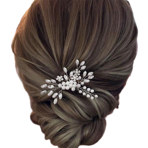 Pettine per Capelli da <span class=keywords><strong>Sposa</strong></span> in Lega Placcata Argento con Cristalli e Perle, Accessori per Capelli alla Moda per Matrimoni, Damigelle e Compleanni - Product Image 1