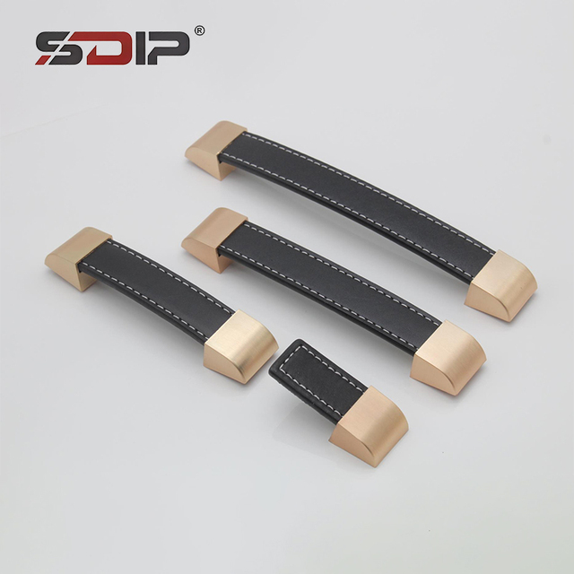 Wholesale  Modern Leather & Zinc Alloy Dining Furniture Handles and Knobs for Drawers Wardrobes Cabinets