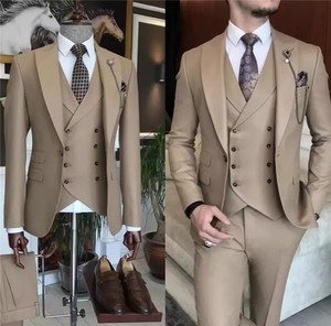 Ensemble Complet <span class=keywords><strong>Homme</strong></span> d'Affaires Khaki Formel Coupe Slim 3 Pièces Mariage Marié Terno Masculino Sur Mesure Veste <span class=keywords><strong>Blazer</strong></span> Gilet Pantalon - Product Image 6