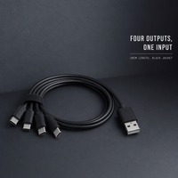 Câble répartiteur USB 4 en 1 noir, type A vers type C, 20 cm, PVC, cordon de charge multi-ports pour appareils électroniques, imprimante