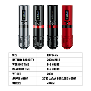Wireless <strong>Tattoo</strong> <strong>Machine</strong> 20*16 Japan Coreless Motor Multi Functional Screen 2 Battery With RCA Adapter Body <strong>Tattoo</strong> <strong>Machine</strong> <strong>Set</strong> - Product Image 2