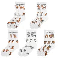 Karikatür sevimli mutlu köpek hayvan desenli penye pamuk fabrika toptan uzun ekip komik çoraplar erkekler için