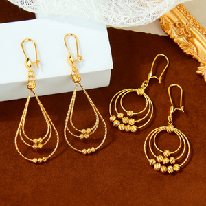Boucles d'oreilles pendantes goutte d'eau rétro délicates plaquées or 21 carats, design perles, pour femme, collection 2026 - Product Image 4