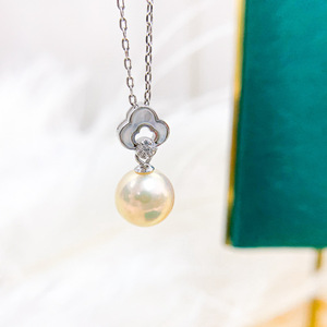 Collar con Colgante de Plata S925 para Mujer con Cuentas Redondas de 8-12 mm, Accesorios de Perlas DIY, Diseño de Nube Vacía, Corte Cojín 30621 - Product Image 3