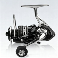 Carrete de Pesca Giratorio de Metal para Agua Salada, Pesca en el Mar, Manivela de Doble Perilla, Compatible con Señuelos Negros, Relación de Engranajes 5.2:1, 8kg Máx., 12+1 Rodamientos