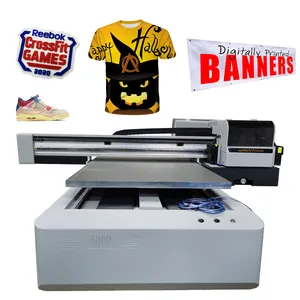 6090 Vinyl Banner Canvas Leather Shoes Garment Textile Tshirt T Shirt Uv Flatbed Printer For A1 A2 Fabric Printing Machine