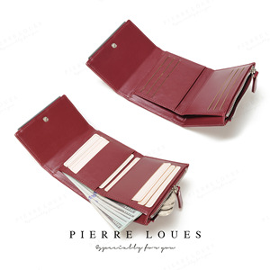 Cartera Multifuncional para Mujer Pierre Loues, Color Rojo Vino, Monedero Triple de 5 Pulgadas, para Uso Diario - Product Image 1