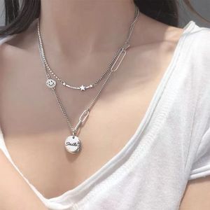 S925 สร้อยคอจี้รูปดาวสีเงินสำหรับผู้หญิง 40.5 ซม. สร้อยคอทรงกลมแบบมีชั้นสำหรับสวมใส่ทุกวันเครื่องประดับแฟชั่น - Product Image 1