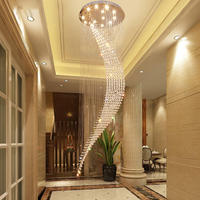 Escalier lampe rotative long lustre moderne simple duplex villa bâtiment étage moyen grand salon lustre en cristal