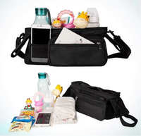 Sac de rangement multifonctionnel pour landau pour bébé Pochette détachable et pochette pour téléphone portable Sac organisateur pour landau en polyester durable