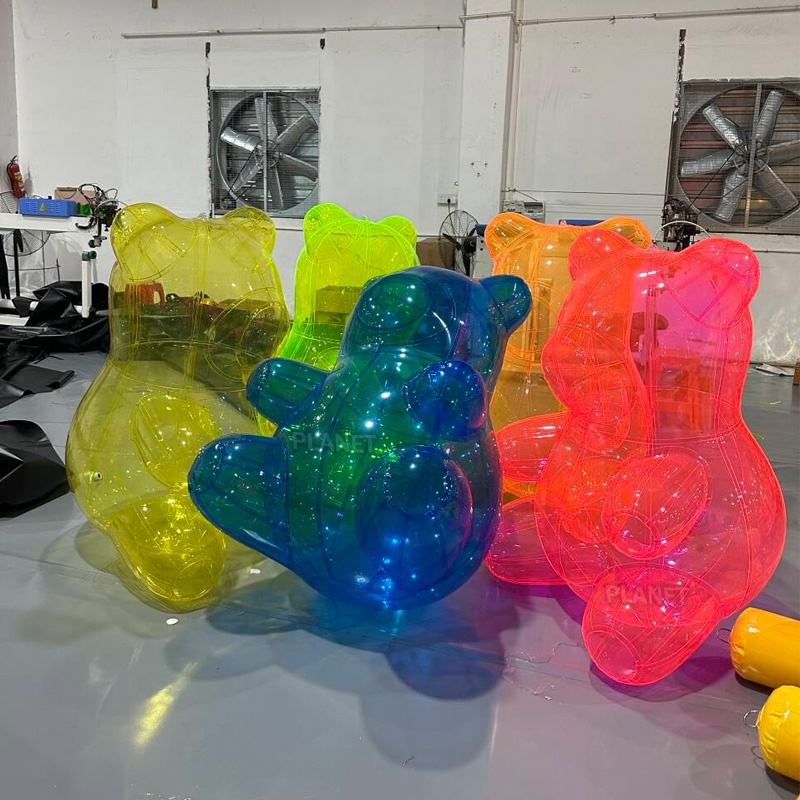 Party with a Giant Inflatable Teddy Bear - Transparent Pink
