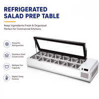 Bar à salades de table, buffet traiteur, bac à glace, petit congélateur de présentation, équipement de cuisine commercial, réfrigérateur pour bar à salades