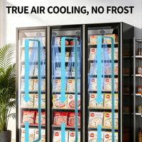 Congélateur vertical à double porte avec vitrine, écran intégral en verre, sans givre, refroidissement par air, congélation rapide pour supermarché