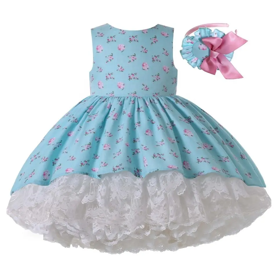 Pettigirl Summer Fancy Blu Dei Bambini Abiti Tutu per le Ragazze di Vendita Vestito Da Usura Del Partito 10 Anni per I Vestiti Delle Ragazze con I Bambini fascia