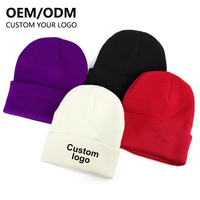 Bonnet en tricot acrylique uni, chaud, disponible en gros, personnalisation OEM, logo personnalisé, broderie, unisexe, hiver, décontracté