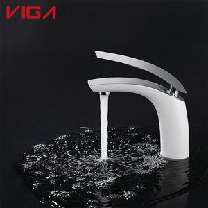 Rubinetto <span class=keywords><strong>Miscelatore</strong></span> Monocomando da <span class=keywords><strong>Lavabo</strong></span> VIGA in Ottone Cromato Lucido Bianco <span class=keywords><strong>con</strong></span> Valvola in Ceramica per Lavandino Bagno - Product Image 2