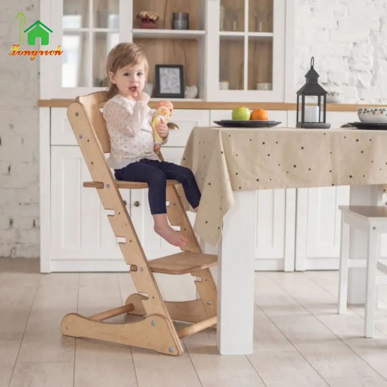 Torre de aprendizaje de madera contrachapada Ayudante de cocina para niños con taburete de paso de altura ajustable Tour D'apprentissage Flexible