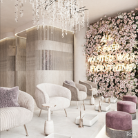 Art floral, design d'intérieur pour salon de manucure, décorations florales élégantes, mobilier d'exposition pour nail art, service tout-en-un