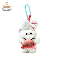 En gros Porte-clés en peluche lapin bouclé mignon avec jupe écossaise, pendentif animal pour sac et décoration de sac à dos, cadeau surprise