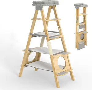 Cat Climbing Shelf Ladder Multi-Layer Wooden Ladder Cat Entertainment Shelf