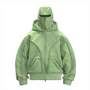 Cotton Giản Dị In Đầy Đủ Zip Thời Trang Đường Phố Mặt Nạ Hợp Thời Trang Đôi Đội Mũ Trùm Mũ Trùm Mũ Trùm Nặng Boxy Ninja Hoodies Người Đàn Ông - Product Image 3