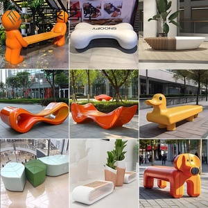 Banc et chaise longue décoratifs créatifs en fibre de verre pour parcs, places publiques et centres commerciaux - Product Image 4