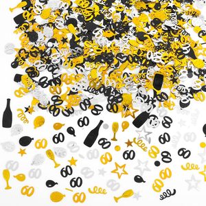 3000 Pezzi di Coriandoli per <span class=keywords><strong>Compleanno</strong></span> Numero 60, Coriandoli Glitterati per <span class=keywords><strong>Torta</strong></span> di <span class=keywords><strong>Compleanno</strong></span>, Coriandoli da Tavola, Decorazioni per Feste in Nero, Oro <span class=keywords><strong>e</strong></span> Argento - Product Image 1