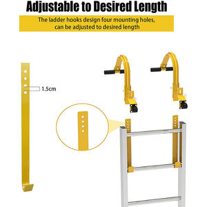 JH-Mech stabilizzatore per scale in acciaio per impieghi gravosi facile da usare gancio per tetto con scala in acciaio da 2 pezzi con ruota - Product Image 4