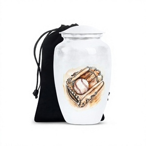 Urne adulte de crémation de baseball en aluminium blanc Offre Spéciale pour les cendres humaines grande urne décorative avec sac de velours gratuit - Product Image 1