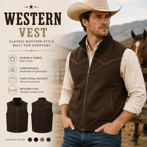 Chaleco vaquero sin mangas para hombre con cremallera, estilo western, para trabajo, con bolsillos funcionales, para granja y actividades al aire libre, venta al por mayor - Product Image 1