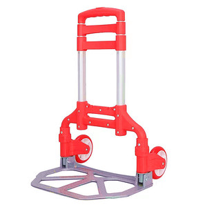 Chariot pliable en alliage d'aluminium à 2 roues, couleur bleue, chariot à plateforme pour les courses - Product Image 2