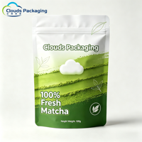 Sachet refermable personnalisé avec fermeture éclair, pochette mate autoportante de qualité alimentaire pour poudre de Matcha