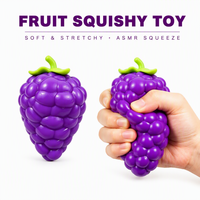Lot de jouets anti-stress en TPR souple en forme de fruits : raisin, lime, durian, mangoustan