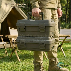 Modern Plastic <b>Storage</b> <b>Box</b> Stackable with Latches and Handle for <b>Camping</b> Outdoor Use All Seasons - Product Image 4