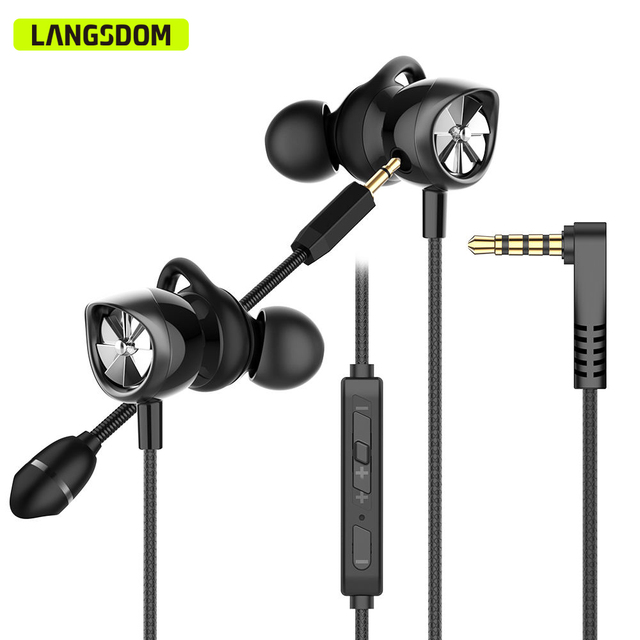 Langsdom Gaming Headset Gamer With Dual Microphone Noise Cancelling PUBG Wired Gaming Earphones for Phone Xbox PS4