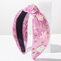 Serre-tête noué Sirène Étoile de mer, Cerceaux à cheveux Thème Océan avec Strass et Perles, Accessoires capillaires d'été mignons pour Filles
