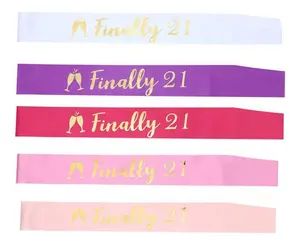 Wholesale Hot Sale 21st Birthday Party Sash Finally Legal Sash Birthday Party Favors Decorations Cute Finally 21 Cup Satin Sash