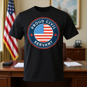 Camiseta de orgullo para funcionarios públicos, negra, unisex, cuello redondo, manga corta, estampada en serigrafía, ropa promocional - Product Image 3