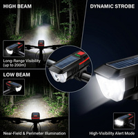 Luz Delantera Solar para Bicicleta, Lámpara de Bicicleta Recargable por USB, Sirena, Alarma de Seguridad, Soporte para Manillar, Equipo de Ciclismo Nocturno para Hombre