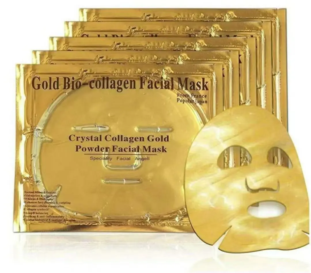 Mascarilla Facial de colágeno orgánico personalizada, mascarilla hidratante reafirmante brillante, oro de 24k, OEM/ODM
