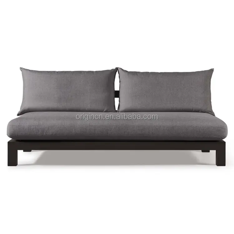 Desain Minimalis Kursi Malas Modular, Bantal Ketebalan Bingkai Aluminium Tanpa Lengan 2 Tempat Duduk Sofa