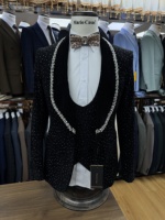 Costume Homme Cintrée à Pli Simple pour Dîner, Cérémonie ou Mariage, Ensemble 3 Pièces Italien de Haute Qualité